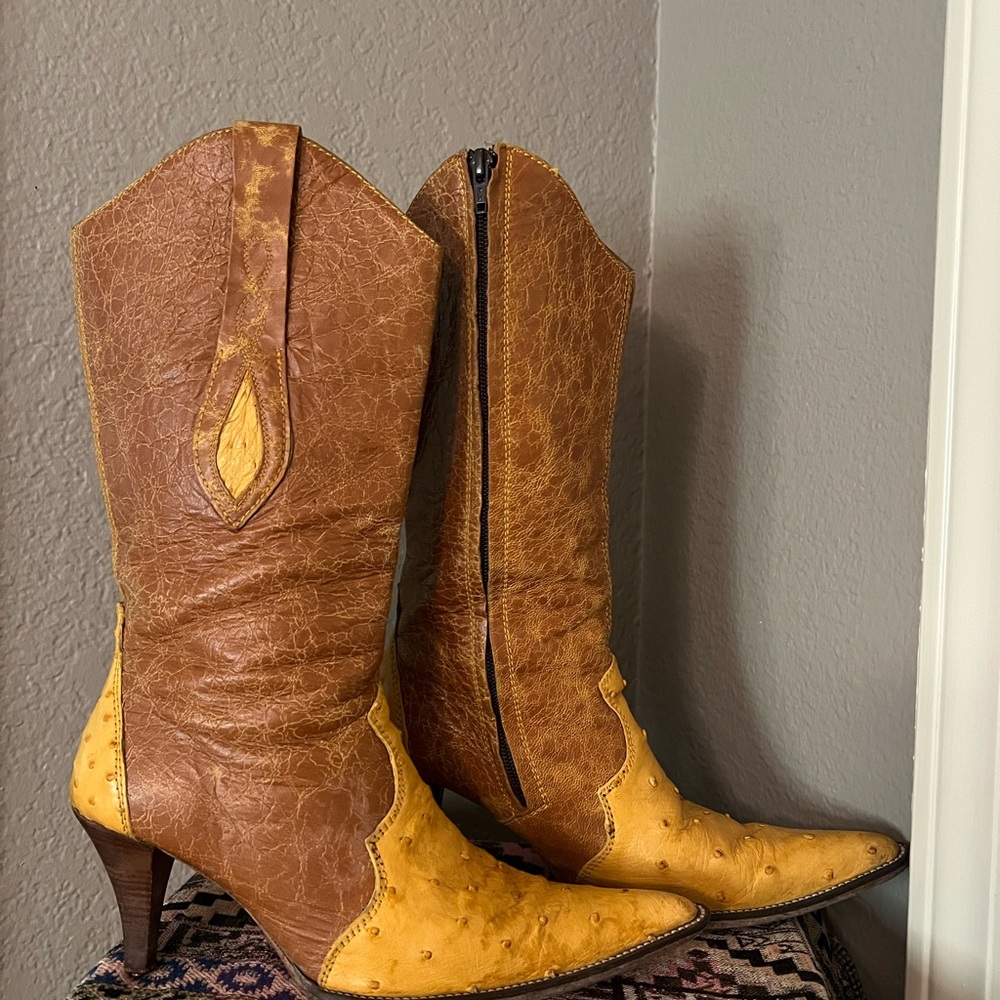 Art deco canary Western Boots